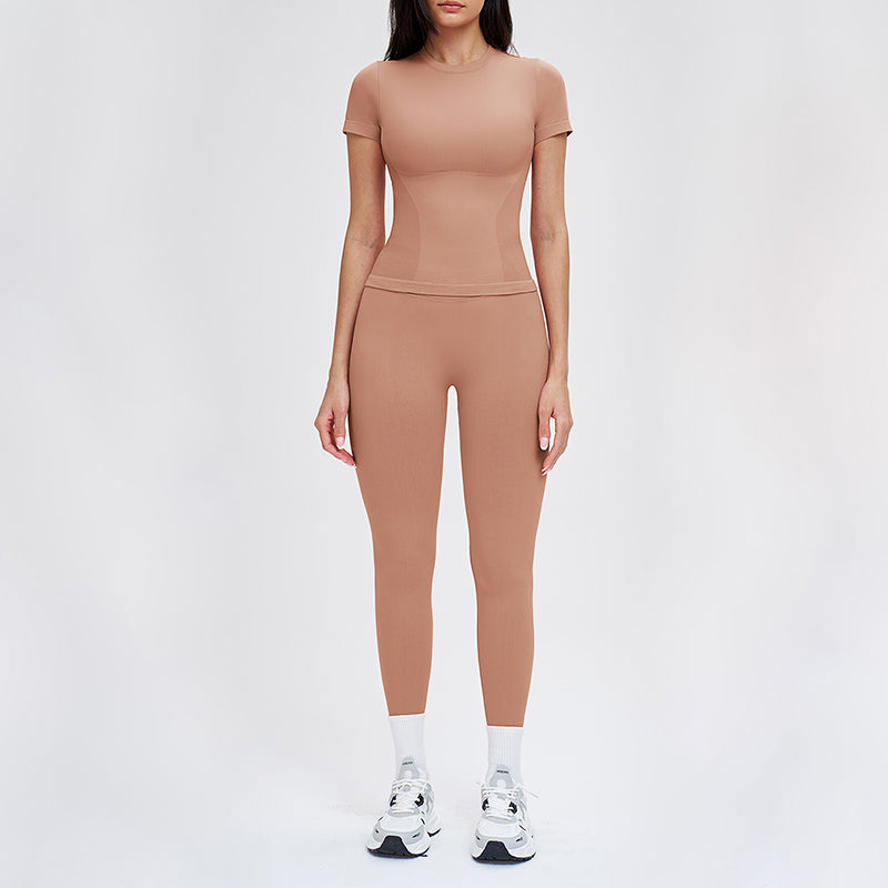 Wholesale solid color round-neck T-shirt + leggings