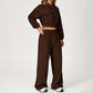LOOSE HOODED AND FULL ZIPPER SWEATSHIRT + DRAWSTRING SWEATPANTS 2 PIECES SET