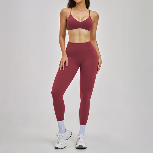 Wholesale Hanging neck bra+tight yoga legging 2-piece set