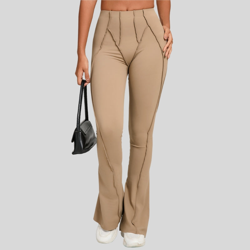 High-waisted and slightly flared casual athletic pants