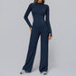 Zippered quick-drying sports jacket+High-waisted wide-leg sweatpants 2-piece set