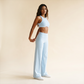 Wholesale Women's Brushed Fabric Sports Bra and Wide-Leg Pants Set