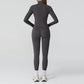 Long Sleeve Full Zipper Jacket + high waist leggings 2-piece set
