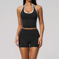 Wholesale Women's Bare-Feel Color-Block Tank Top & Shorts Set