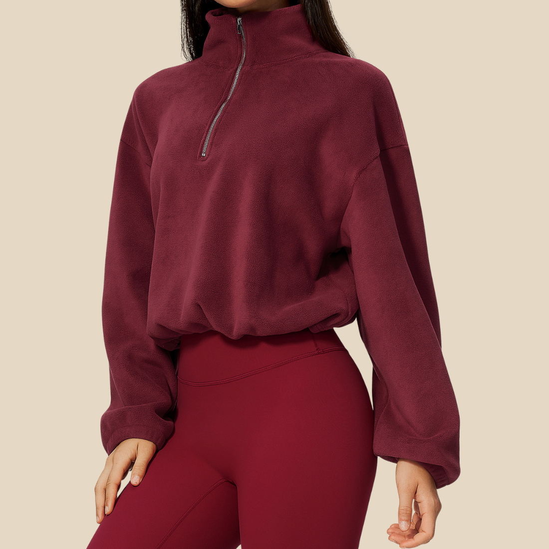 Wholesale Women's Activewear Fleece-Lined Stand-Collar Half-Zip Sweatshirt