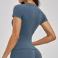 Wholesale short sleeved round neck slim fit waist T-shirt