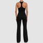 Wholesale Women's Racerback Yoga Set – Double-Layer Chest Pad Cross Waist Flare Pants