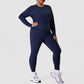 Wholesale plus-size crew neck top + solid-color leggings
