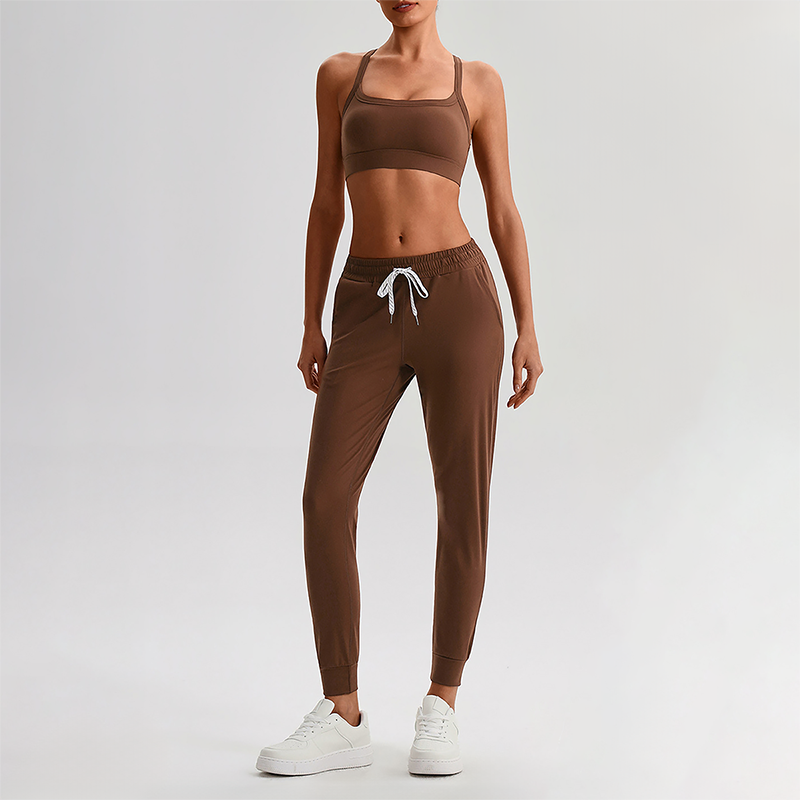 Wholesale Naked-Feel Open-Back Sports Bra & High-Waist Jogger Pants Set – Sculpting Yoga 2-Piece