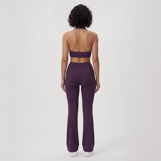 Deep V halter neck bra + high waisted pant 2-piece set