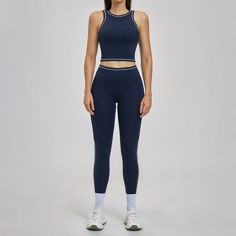 Wholesale Color Block Yoga Halter Vest + legging 2-Piece Set