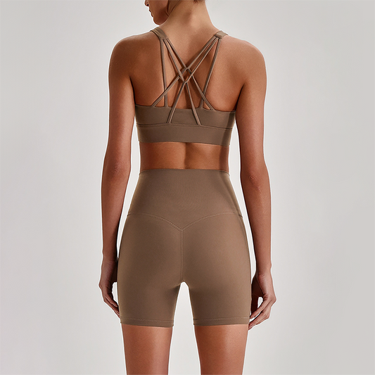 Wholesale Women's Quick-Dry Naked Feel Vest+Fitted Biker Shorts Yoga Set