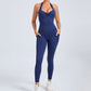 Halter hollow out tight fitting sports jumpsuit