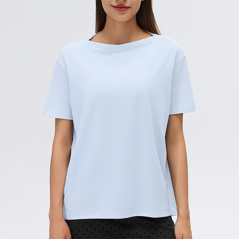 Wholesale Thin Loose Short-Sleeve T-Shirt Yoga Cover-Up