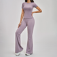 Wholesale Round Neck Short Sleeve Tank Top+High Waist pants 2-piece Set