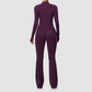 Wholesale Women's Activewear Zip Pocket Jacket & Flare Pants Yoga Set