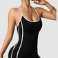 Wholesale color blocking cross back and hip lifting jumpsuit