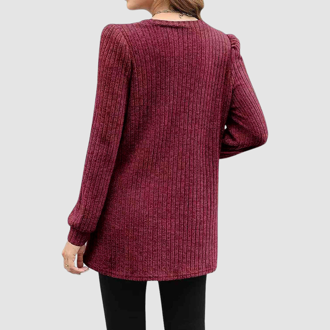 Wholesale Women’s Ribbed Pocket Tunic Sweater – Mid-Long Knit Pullover