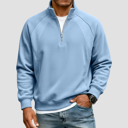 Wholesale Unisex Half-Zip Stand Collar Long Sleeve Sweatshirt