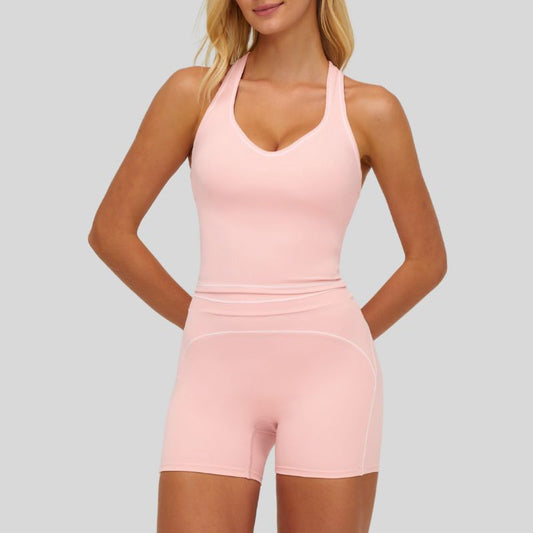 Wholesale Contrasting racerback tank top+High waisted | Wonderxfans bulk activewear