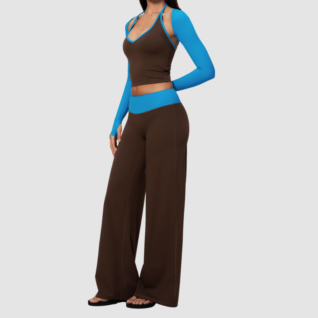 Wholesale Women’s 3-Piece Halter Yoga Set – Tank, Long Pants & Shrug
