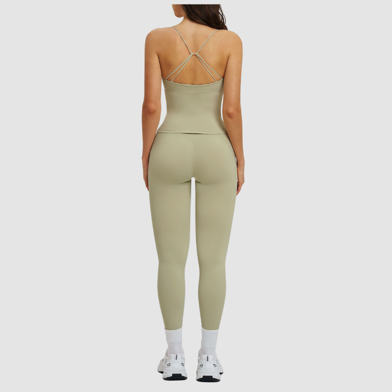 Wholesale thin-strap sports tank top + leggings 2-piece set