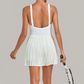 Wholesale Women's Fake Two-Piece Tennis Dress – Anti-Exposure Pleated Yoga Skirt w/ Built-in Shorts