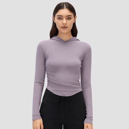 Wholesale Women's Long-Sleeve Hooded Sweatshirt Yoga Top