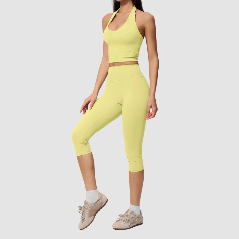 Wholesale Women's Sports Bra and Mid-Length Shorts Set – Brushed Peach-Lift Yoga Set