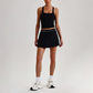 Wholesale Sleeveless Sports Top & Pleated Tennis Skirt Set – Quick-Dry Athletic 2-Piece with Built-In Shorts
