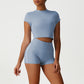 Snug-Fit Cropped T-Shirt + High-Waisted Butt-Lifting Shorts 2-Piece Set