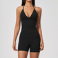 Wholesale Women's Deep-V Sleeveless Vest and High-waist Shorts Yoga Set