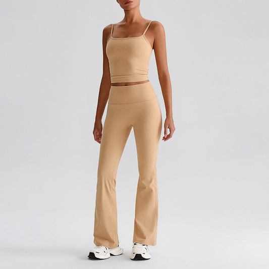Thin straps tank top + Flared Leg pants 2-piece set