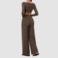 Wholesale Women's Long-Sleeve Top+Wide-Leg Fitness Pants Yoga Set