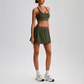 Wholesale Naked-Feel Sports Bra & Pleated Tennis Skirt Set – Quick-Dry Athletic 2-Piece with Built-In Shorts