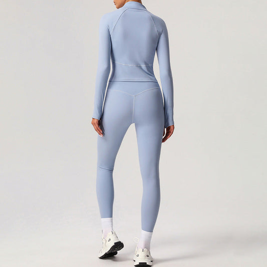 Full Zipper Fitness jackets + high waist leggings 2-piece set