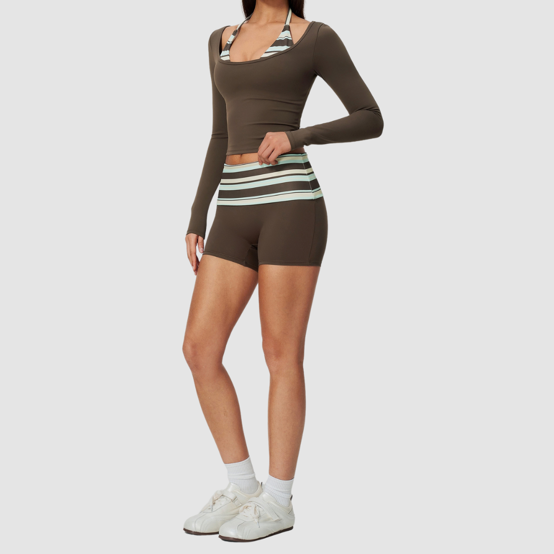 Wholesale Women's Long-Sleeve + Shorts Yoga Fitness Set