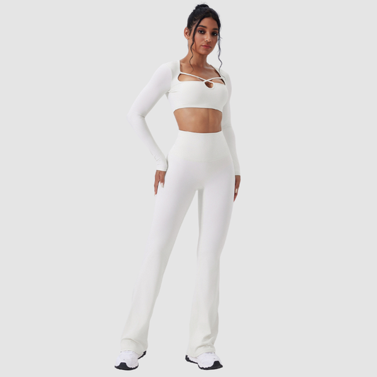 Wholesale cutout high-waisted top + flared | Wonderxfans bulk activewear