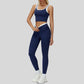 Two-piece contrasting sports tank top+sports leggings 2-piece set