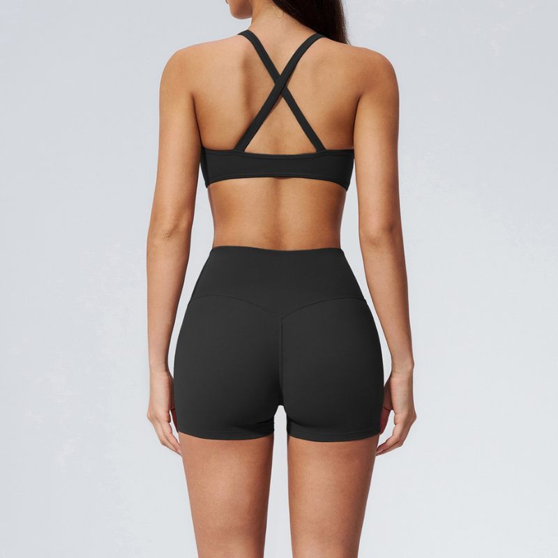 Wholesale Women's Sports Bra and Shorts Set – Creamy Brushed Fabric Fitness Set