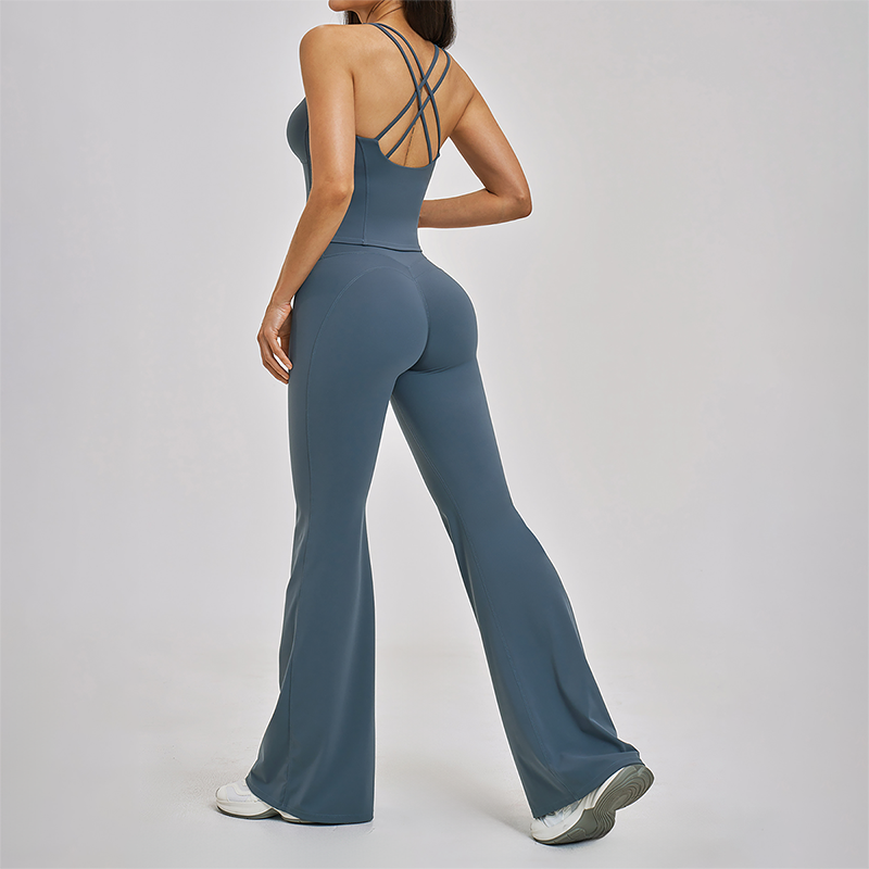 Wholesale Cross Back Tank Top+High Waist pant 2-piece Set