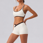 Wholesale Women's Color Block Cross-Back Sports Bra & High-waist Short (Pre-sale)