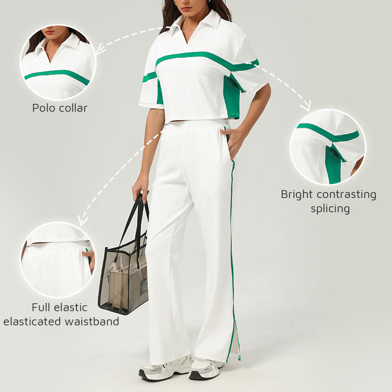 Loose Cropped T-shirt + Straight Leg Pants 2-Piece Set