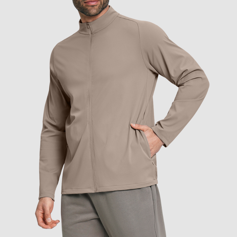 Wholesale Men's Mock Neck Long Sleeve Athletic Jacket – Moisture-Wicking Gym Fitness Training Outerwear