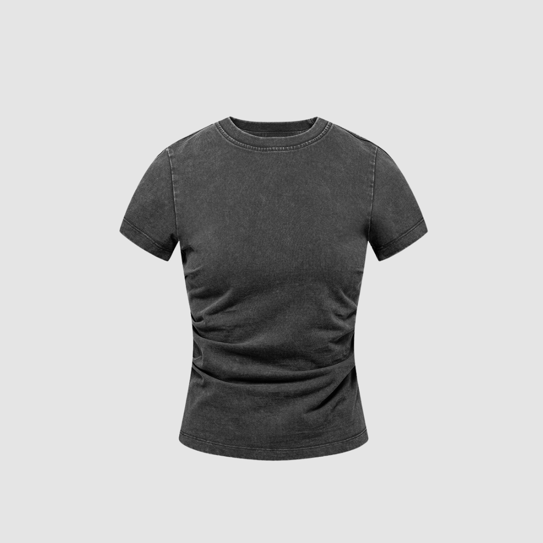 Wholesale Women’s Washed Fitted Crop Tee – Cotton Crew-Neck Short Sleeve