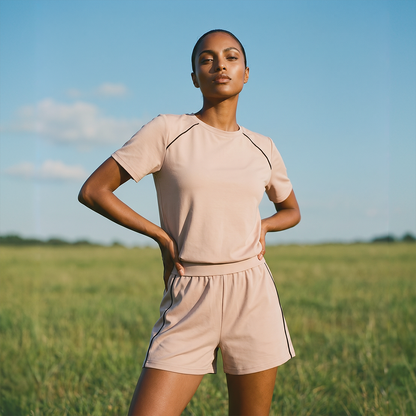 Wholesale Women's Short Sleeve T-Shirt & Shorts Casual Athletic Set