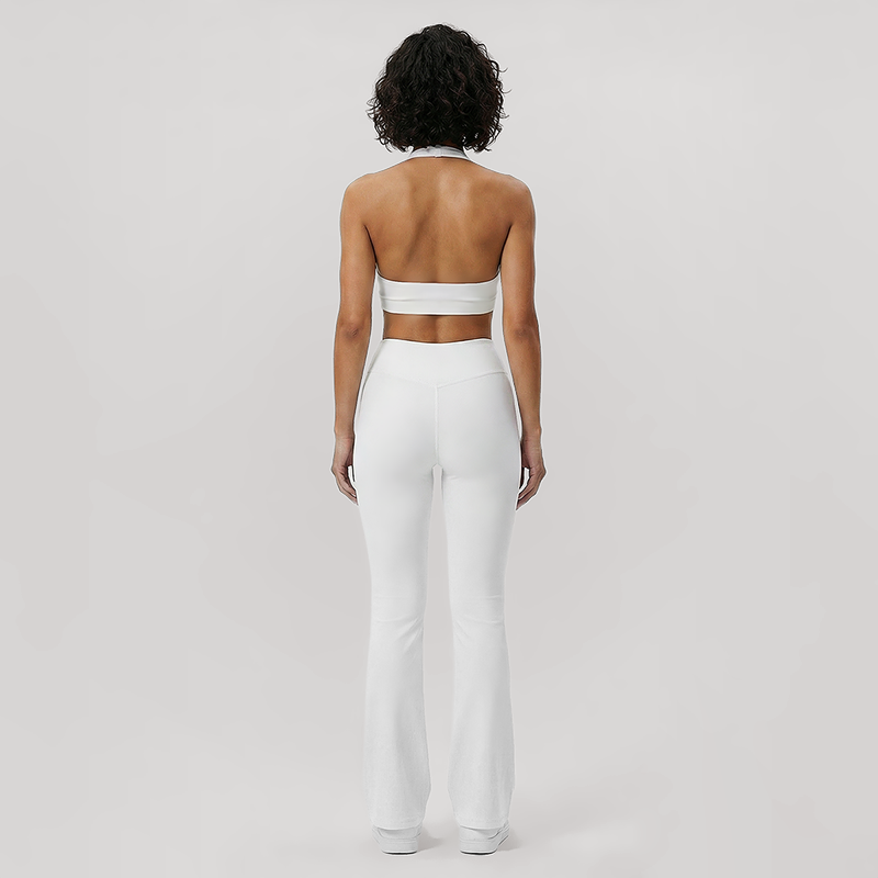 Deep V halter neck bra + high waisted pant 2-piece set