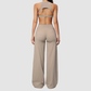 Wholesale Women's Sports Bra and Wide-Leg Pants Set – Brushed Fabric Yoga Set
