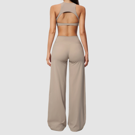 Wholesale Women's Sports Bra and Wide-Leg Pants Set – Brushed Fabric Yoga Set