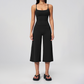 Wholesale Women's Brushed Spaghetti-Strap Tank Top & Wide-Leg Cropped Pants Set – Seam-Detail 2-Piece Yoga Set